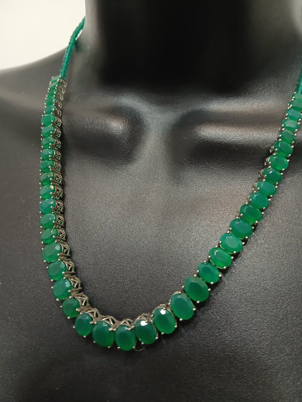 Verde Onyx Graduated Tennis Necklace💚